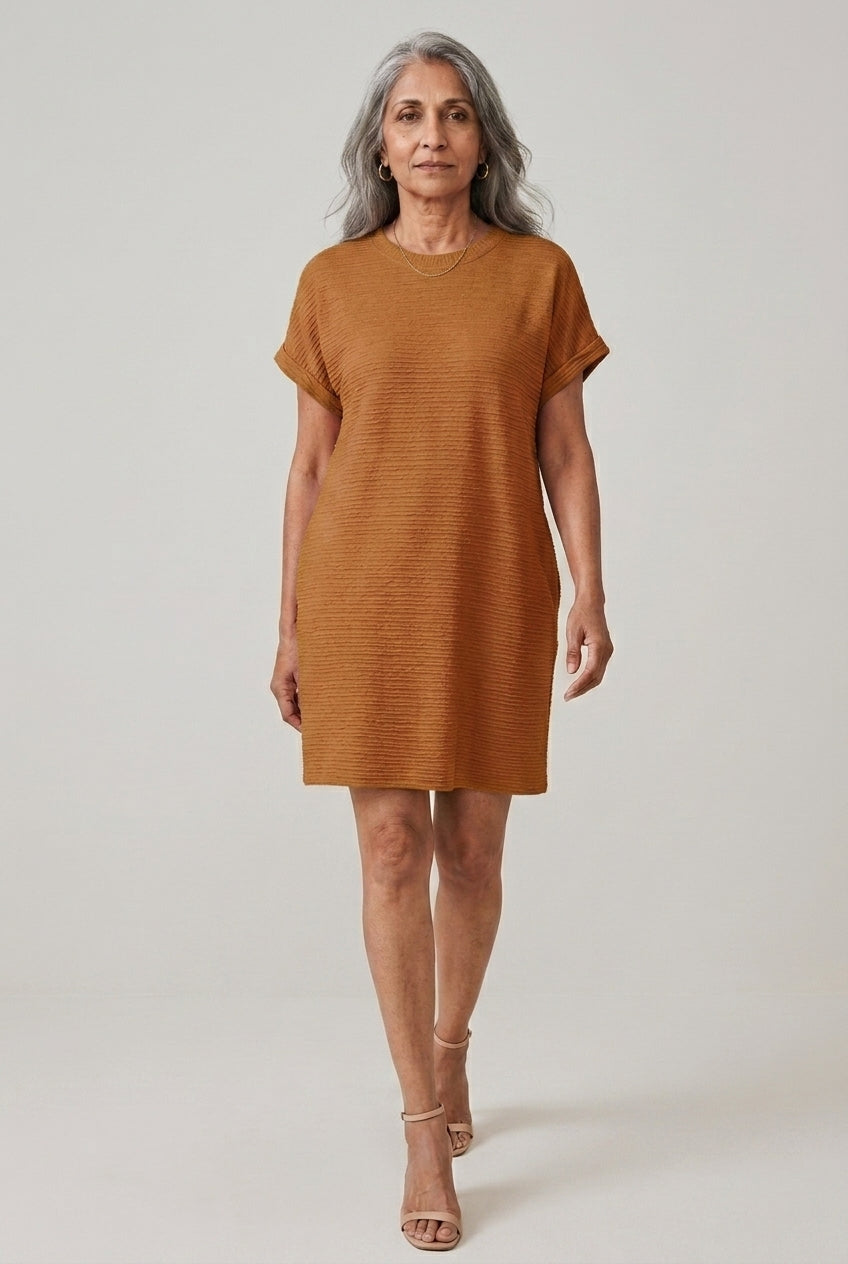 Cosette Tamsyn | Textured Crew Neck Mini Dress