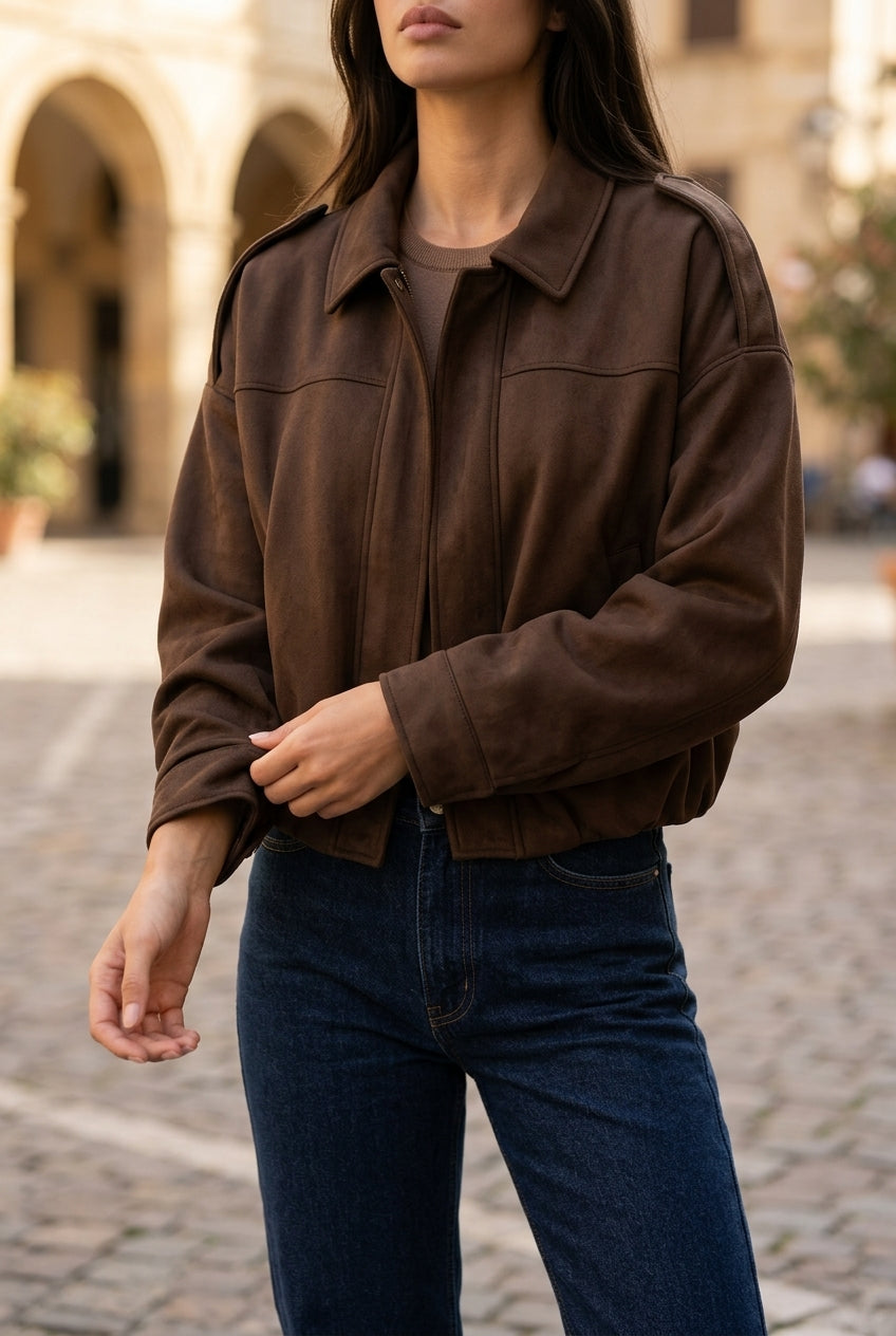 Tea | Cropped Bomber Jacket