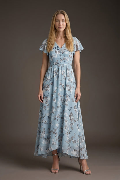 Elegant Floral Midi Dress for Women, Short Sleeve Tailored with Breathable Fabric, for Garden Party, Casual & Special Oc