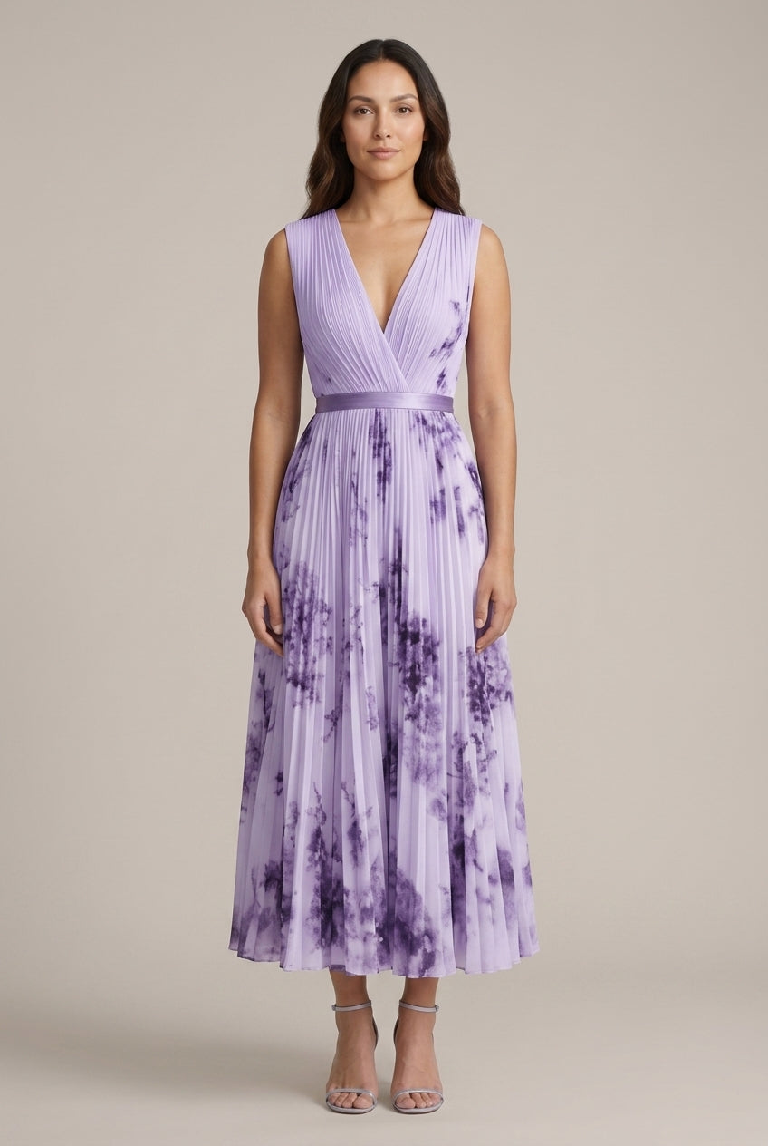Elegant Sleeveless Dress for Women, V-Neck Wrap-Style Lightweight Flowing, for Brunch, Summer Events, Wedding Guest & Ev