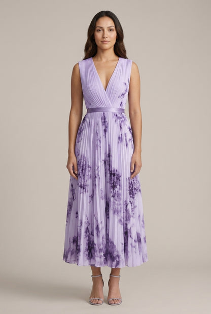 Elegant Sleeveless Dress for Women, V-Neck Wrap-Style Lightweight Flowing, for Brunch, Summer Events, Wedding Guest & Ev