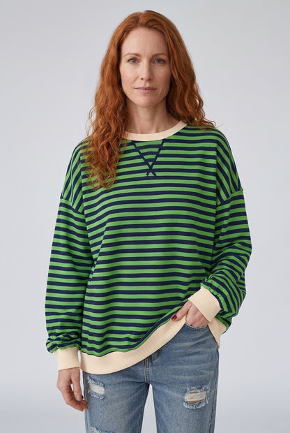 Casual Long Sleeve Striped Sweatshirt for Women, Relaxed Fit Soft Cozy, for Everyday, Lounging, Weekend & Casual Wear