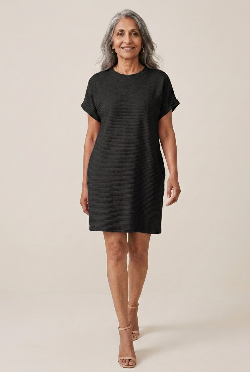 Cosette Tamsyn | Textured Crew Neck Mini Dress