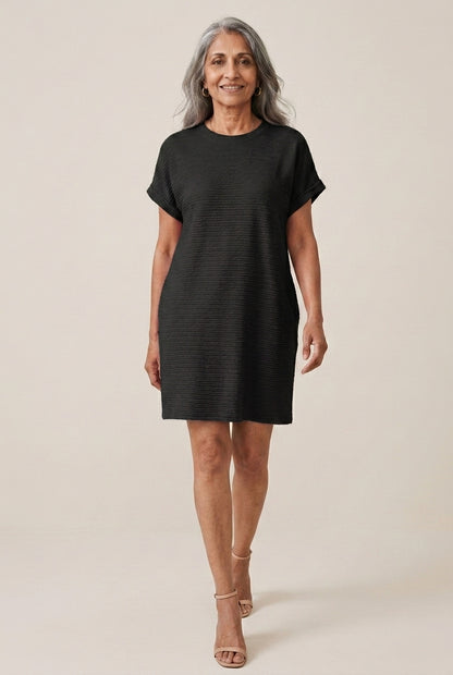 Cosette Tamsyn | Textured Crew Neck Mini Dress