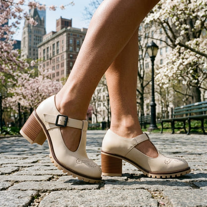 Isabella | Brogue T-Strap Loafers