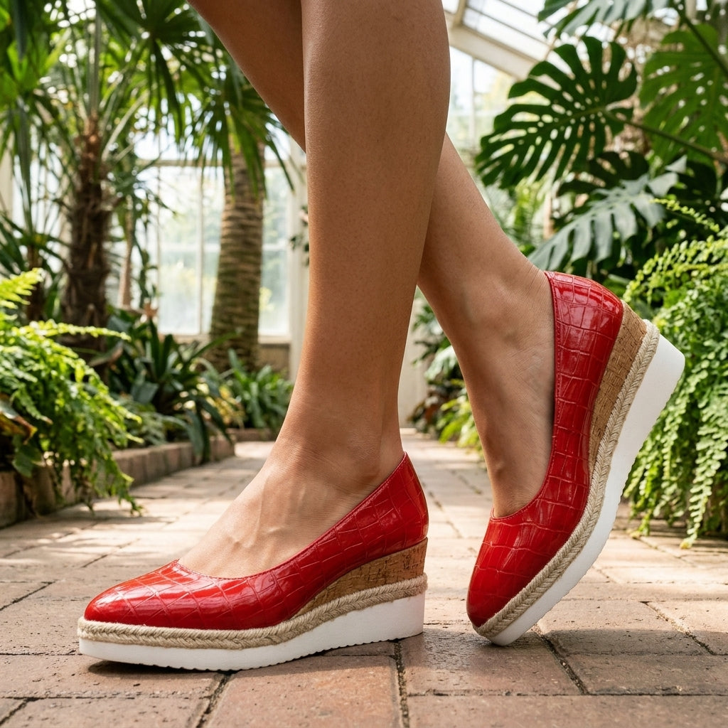 Remy Fabiola | Croc-Textured Espadrille Heels
