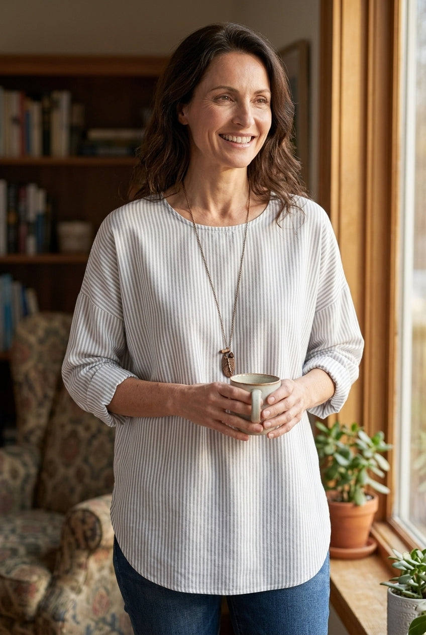 Women's Striped Long Sleeve Casual Relaxed Top