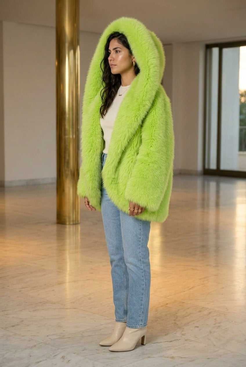 Dagmar | Oversized Faux Fur Hooded Coat