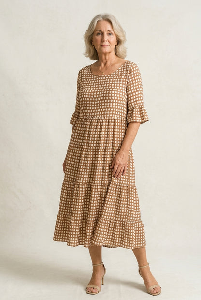 Marcelle | Short-Sleeve Midi Dress