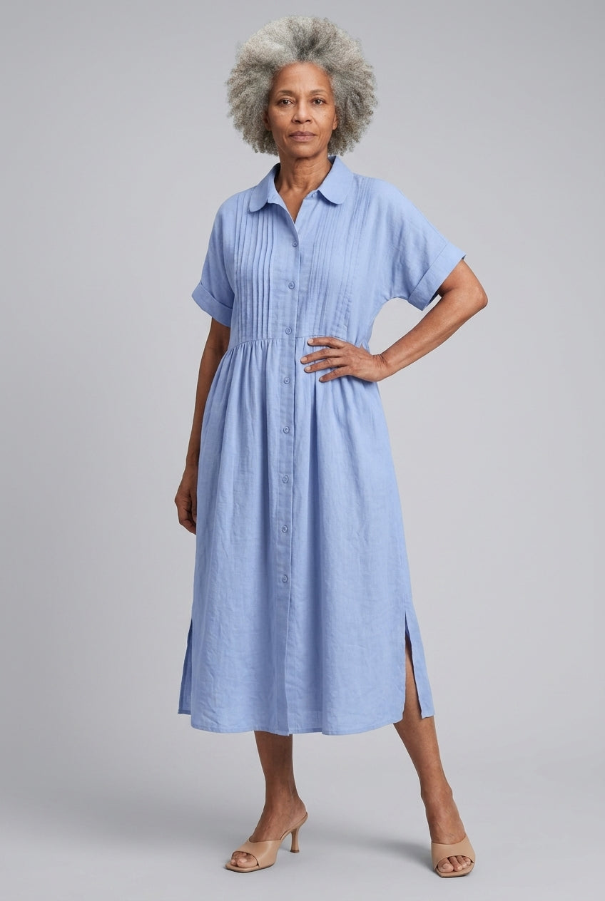 Nathalie | Cotton Button Midi Dress