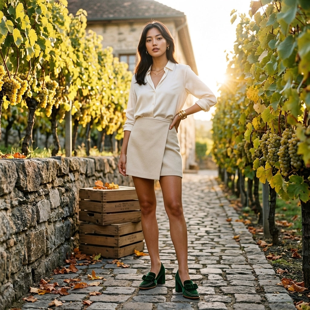 Veronique | Velvet Block Heel Loafers