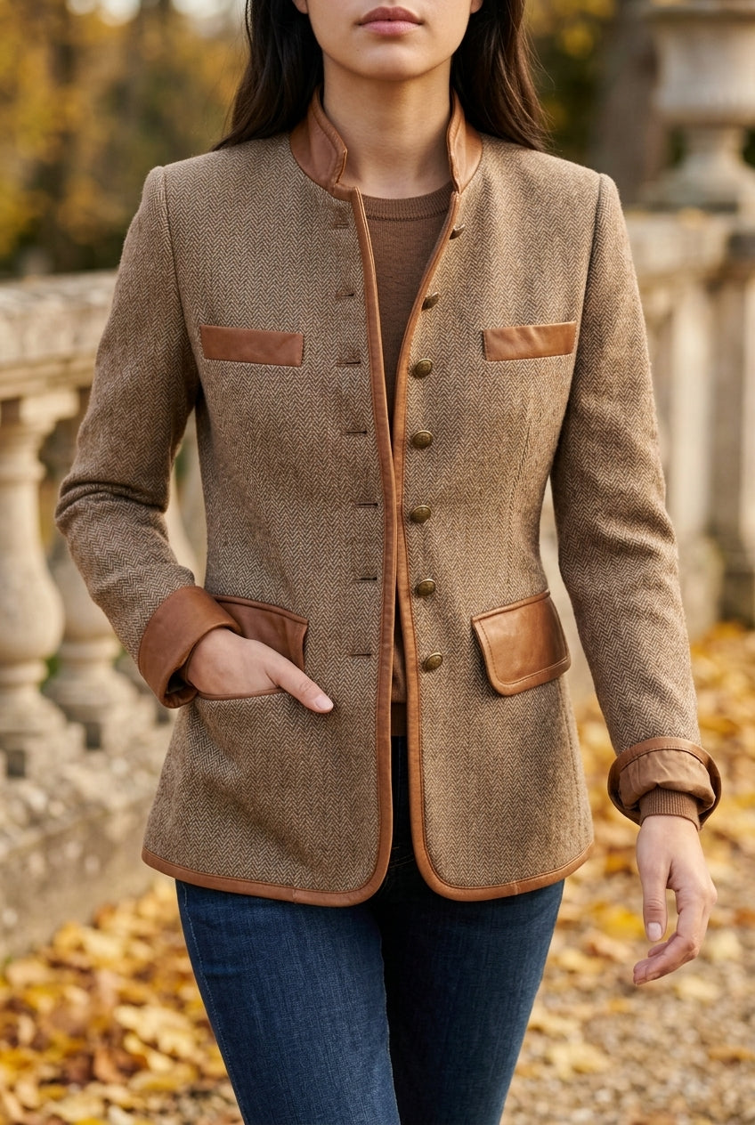 Brisa | Herringbone Tweed Button Blazer