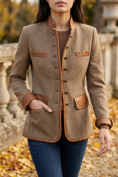 Brisa | Herringbone Tweed Button Blazer