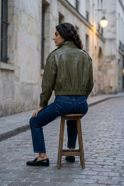 Karin | Faux Leather Button Jacket