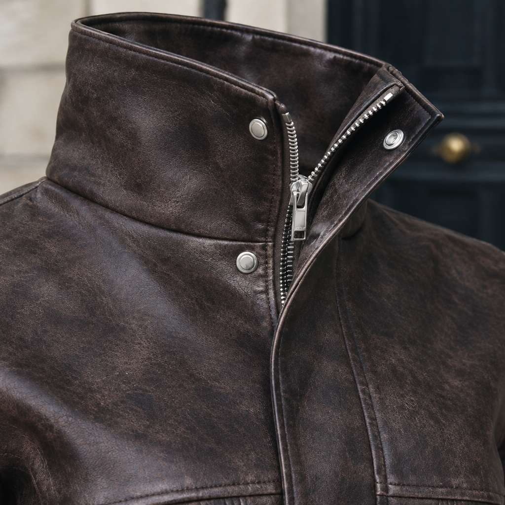 Larea | Faux Leather Crop Jacket