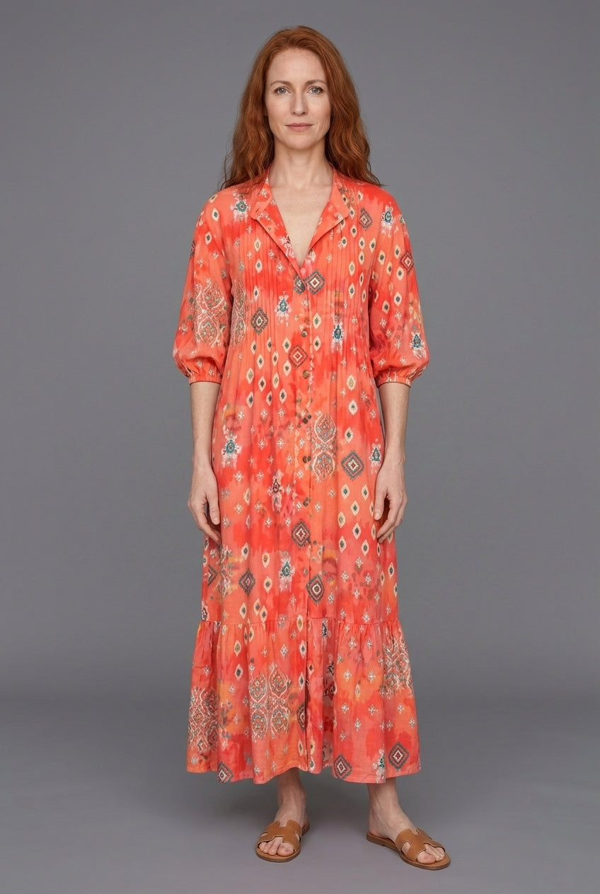 Elegant Wide Boho Dress for Women, Relaxed V-Neckline Flowing Lightweight, for Vacation, Beach, Casual & Everyday Wear