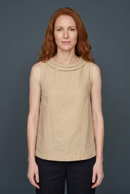 Casual Sleeveless Roll Collar Top for Women, Lightweight Soft Structure, for Work, Brunch, Vacation & Everyday Wear