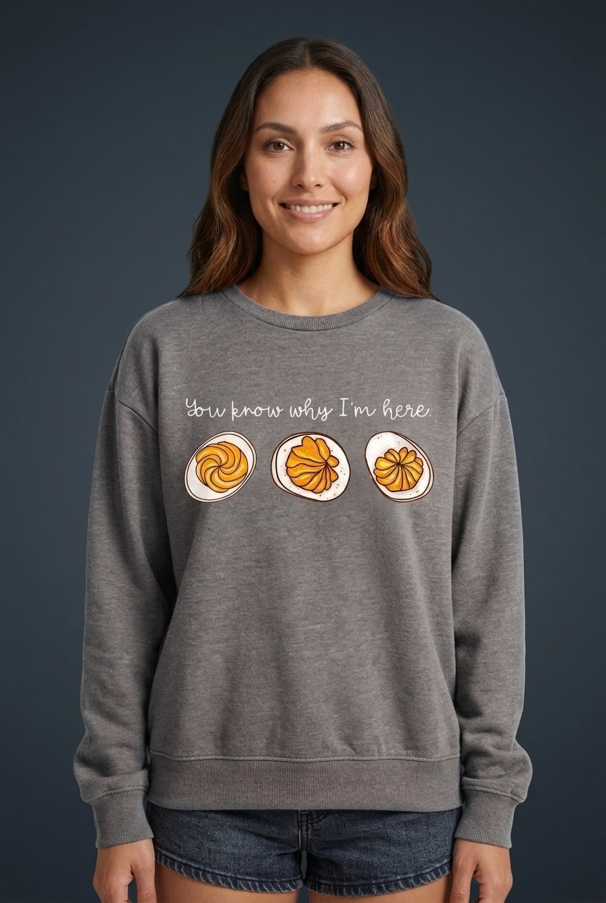 Playful Graphic Sweatshirt for Women, Soft Relaxed-Fit Long-Sleeve Crew Neck, for Thanksgiving, Fall & Casual Wear