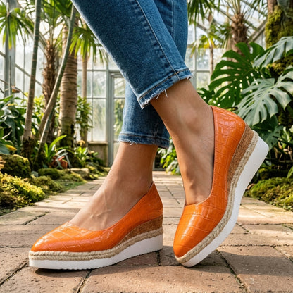 Remy Fabiola | Croc-Textured Espadrille Heels