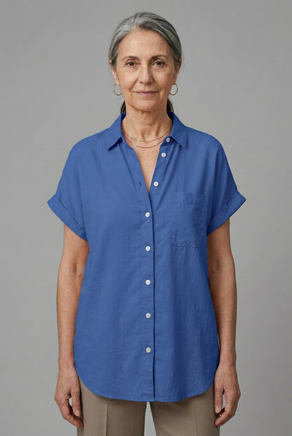 Celestine Leonie | Button-Down Short-Sleeve Blouse