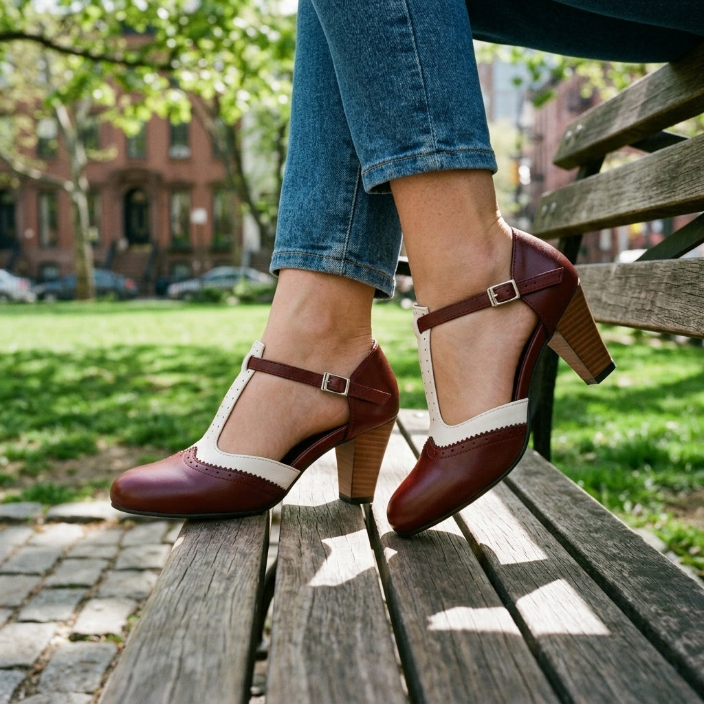 Rue | Brogue T-Strap Pump