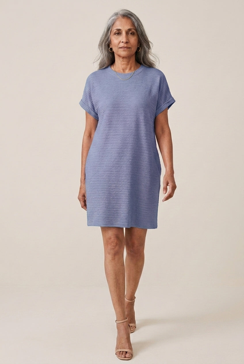 Cosette Tamsyn | Textured Crew Neck Mini Dress