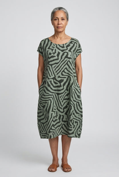 Elegant Round Neck Dress for Women, Lightweight Breathable Casual Midi, for Summer, Holiday, Brunch & Everyday Wear