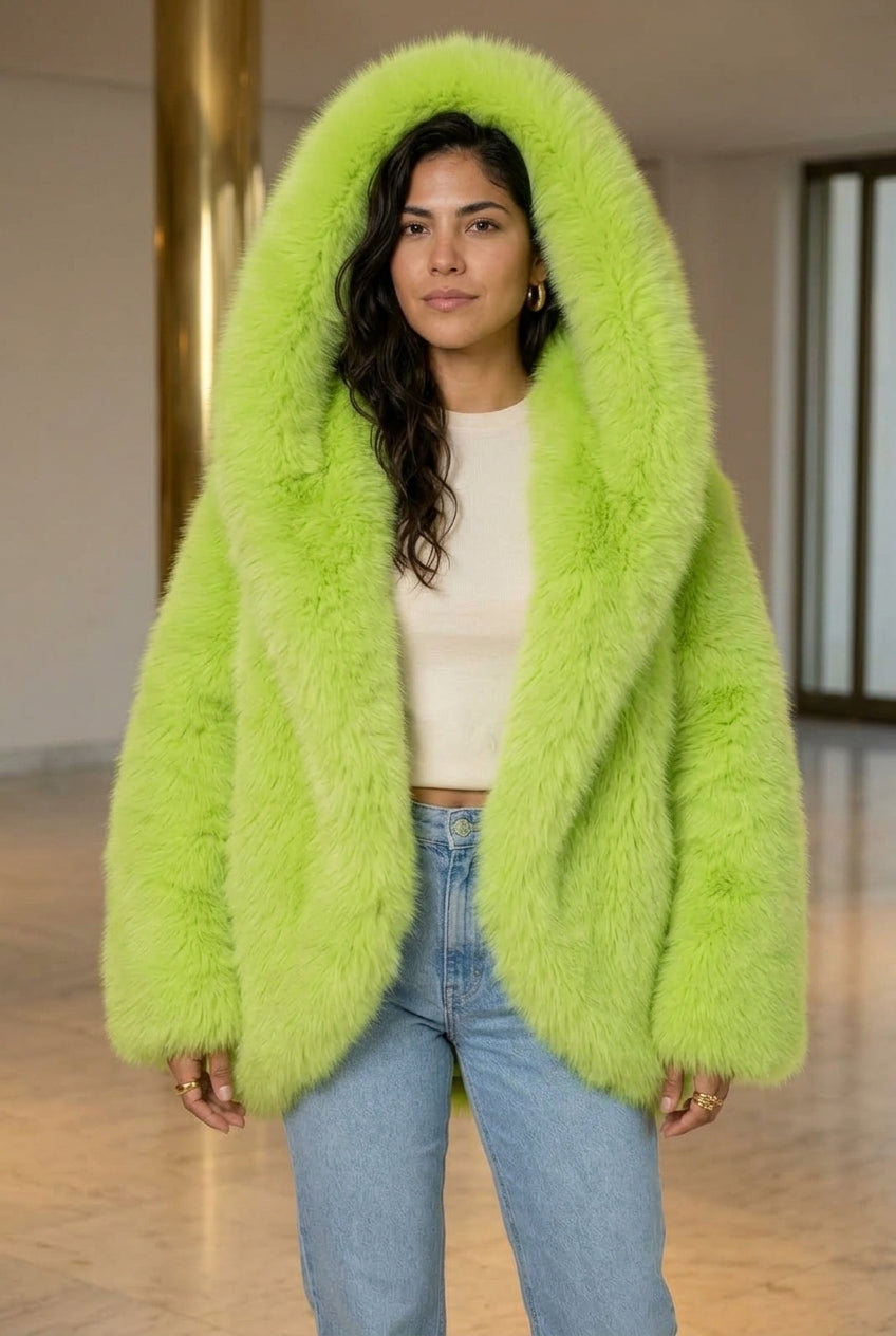 Dagmar | Oversized Faux Fur Hooded Coat