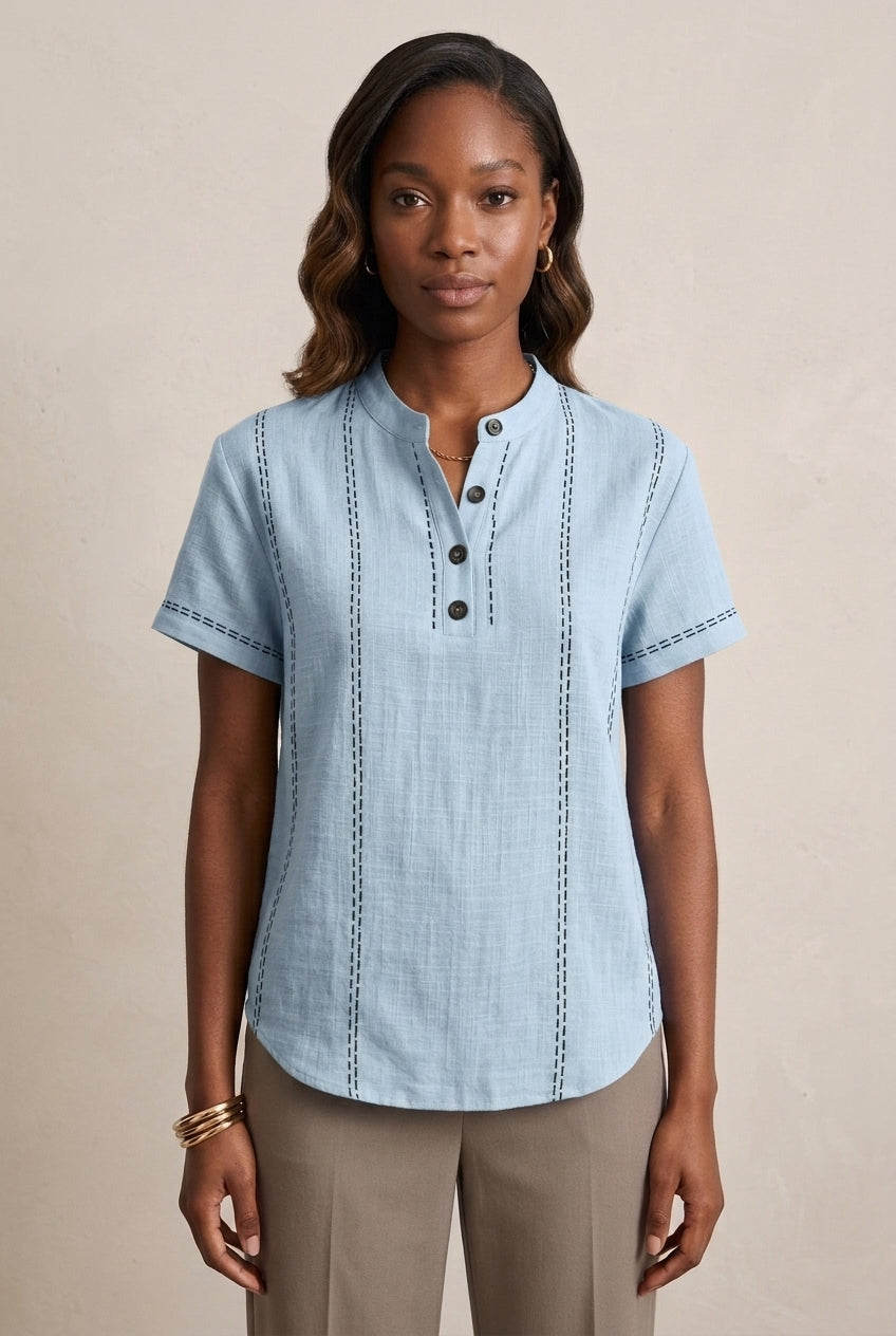 Cybele | Textured Henley Top