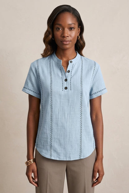 Cybele | Textured Henley Top