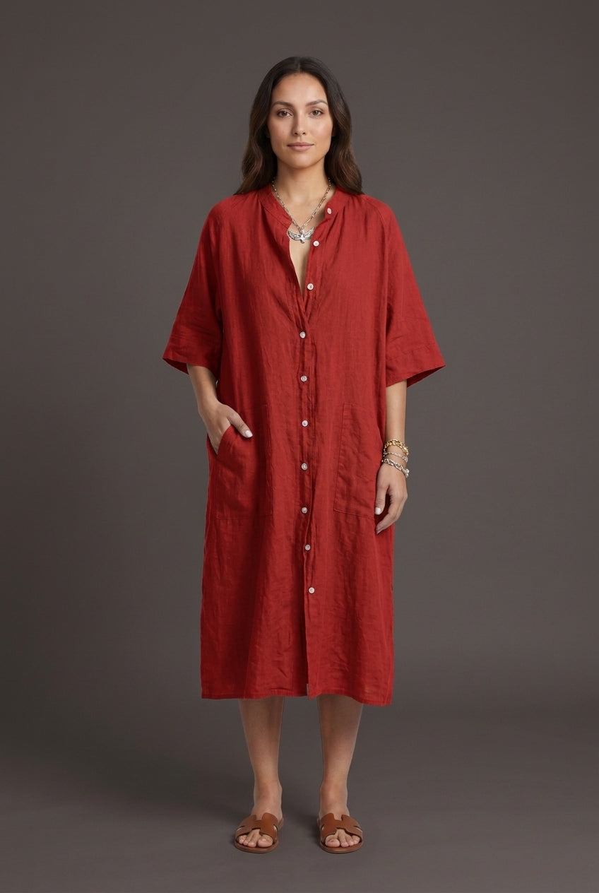 Relaxed Shirt Dress for Women, Lightweight Button-Front Bohemian, for Vacation, Casual Wear, Beach & Everyday
