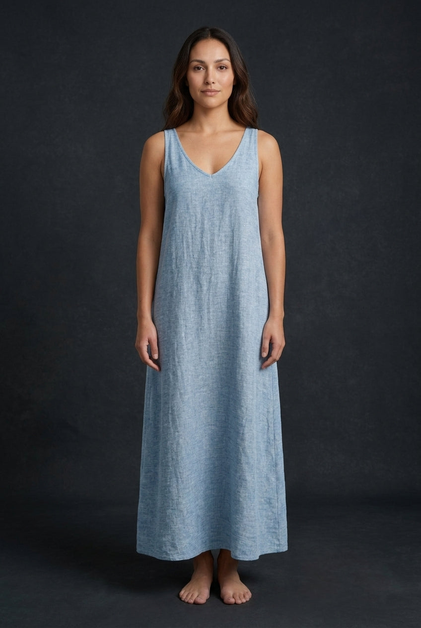 Classic Sleeveless V-Neck Dress for Women, Lightweight Versatile Silhouette, for Casual, Work, Brunch & Everyday Wear