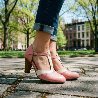 Rue | Brogue T-Strap Pump