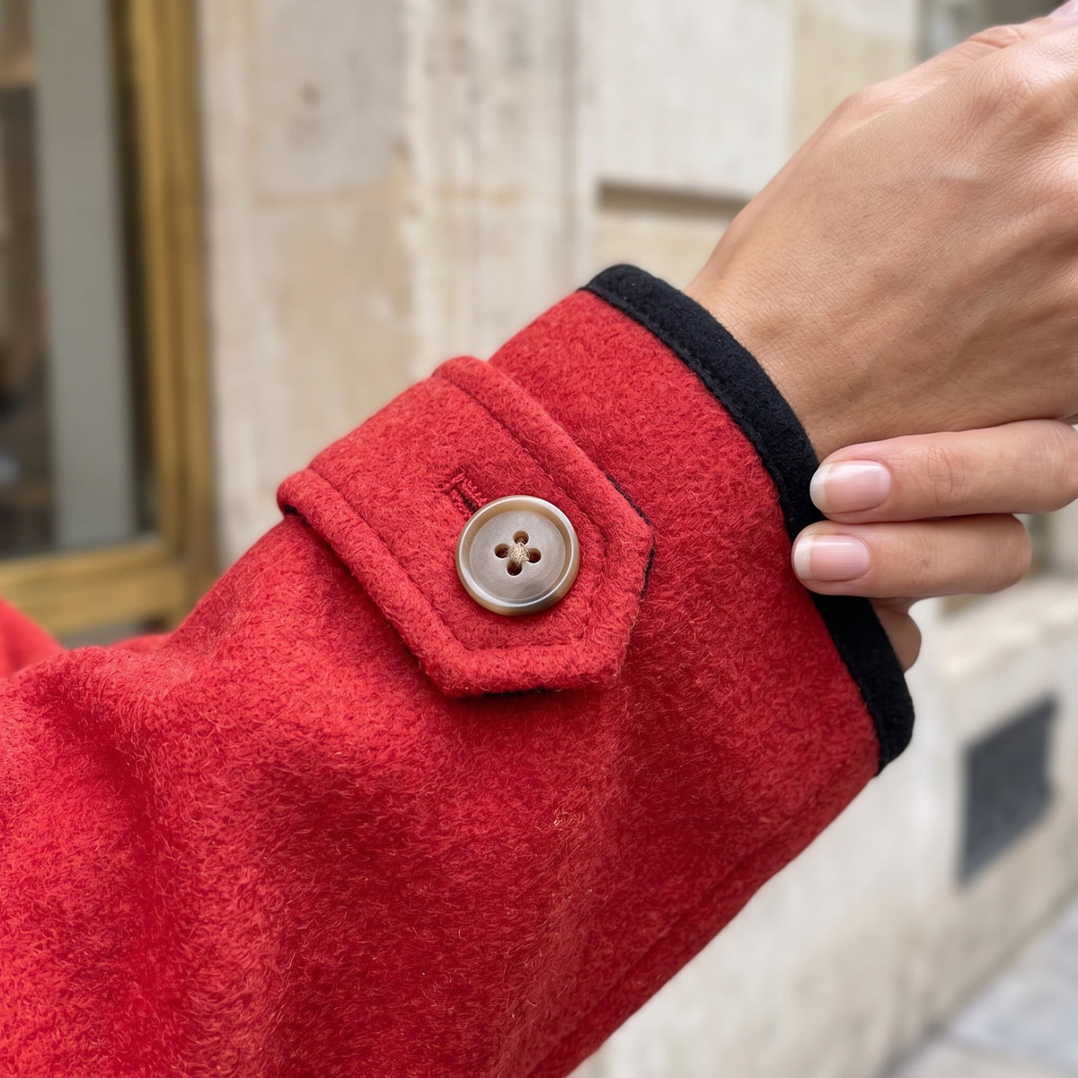Lou | Wool-Blend Swing Coat with Contrast Trim