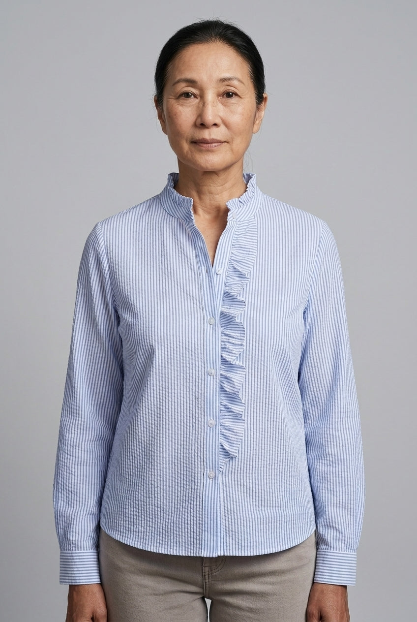 Floriane | Ruffle Trim Button Blouse