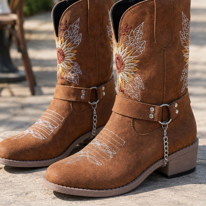 Andia | Western Embroidered Slip-On Boot