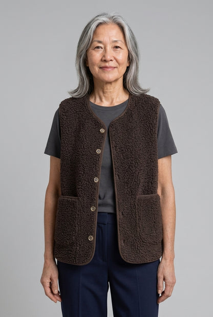 Katya Vivianne | Ribbed Knit Button-Up Vest