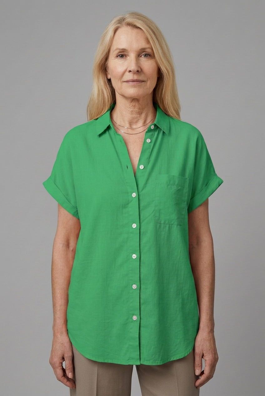 Celestine Leonie | Button-Down Short-Sleeve Blouse