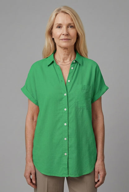 Celestine Leonie | Button-Down Short-Sleeve Blouse