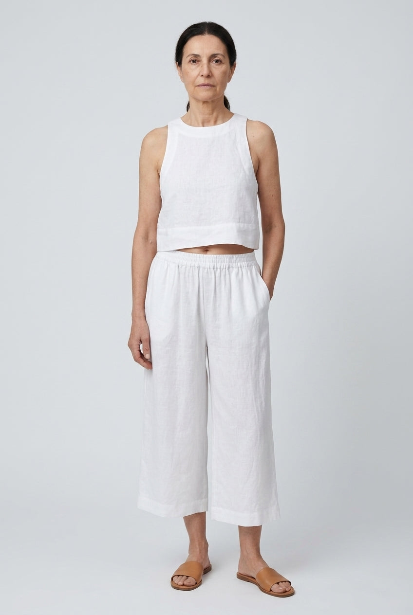Casual Sleeveless Capri Pants Set for Women, Crop Top Wide-Leg, Lightweight Breathable, for Summer, Vacation, Everyday &