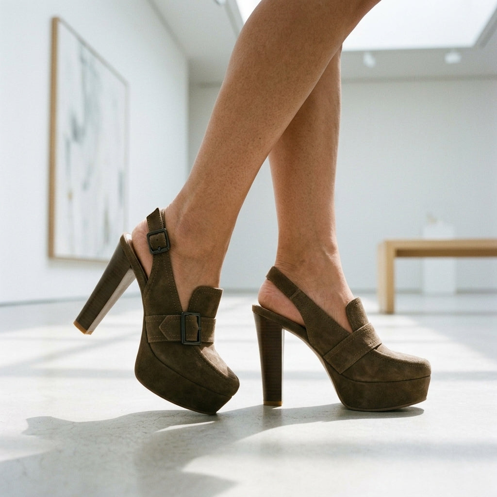 Mirabel | Croc Slingback Block Heels