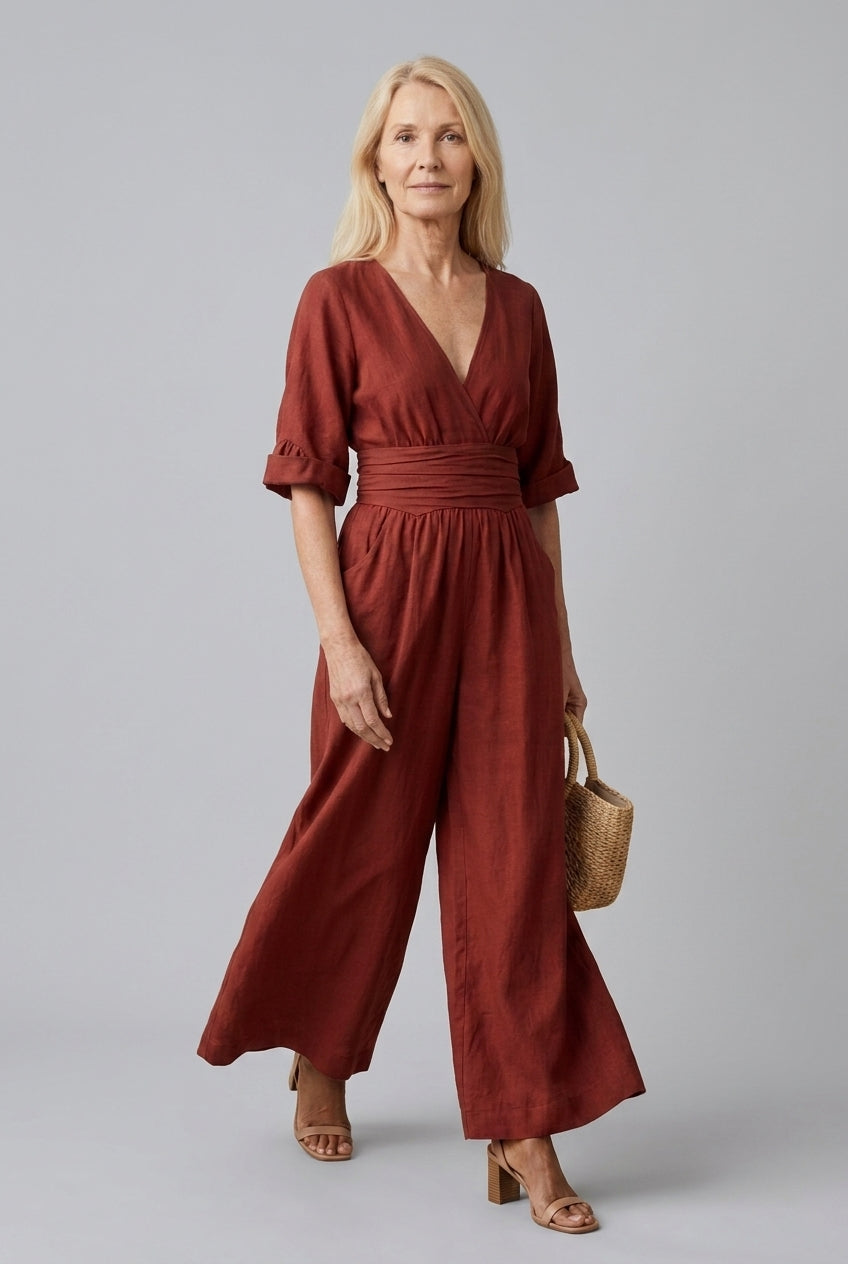 Cassandra | Wrap Wide-Leg Jumpsuit