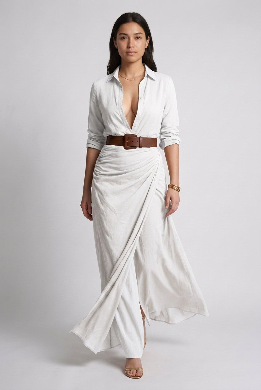 Lodovica | Belted Long Sleeve Maxi Dress