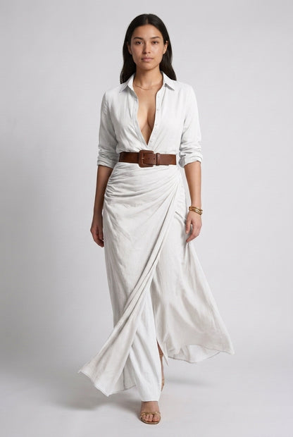 Lodovica | Belted Long Sleeve Maxi Dress