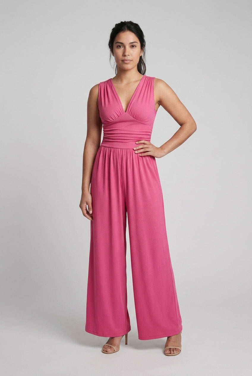 Chic Sleeveless Wide-Leg Jumpsuit for Women, Tailored Elegant Silhouette, for Work, Evening, Brunch & Everyday Wear