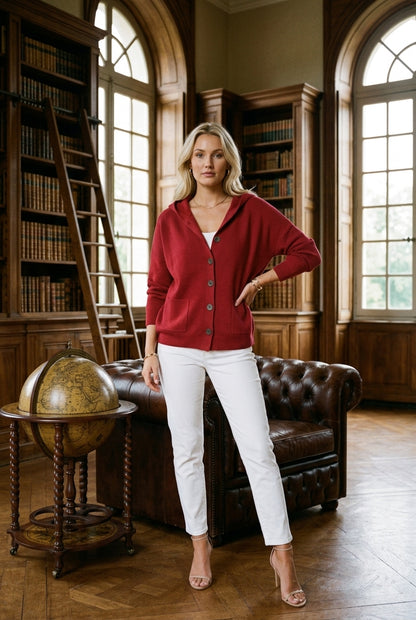Andrina Evanthe | Button-Up Hooded Cardigan