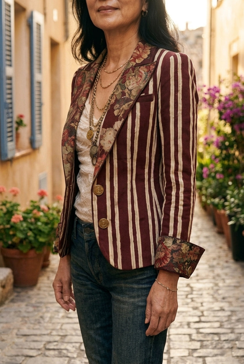 Lauranne | Bohemian Striped Tailored Blazer