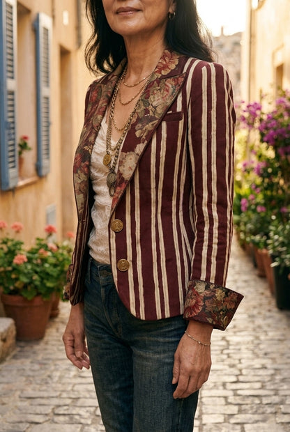 Lauranne | Bohemian Striped Tailored Blazer