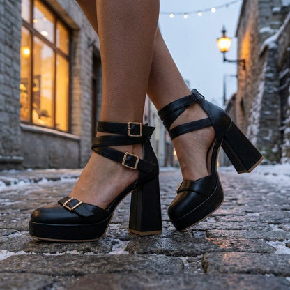 Coralie | Buckle Strap Block Heel