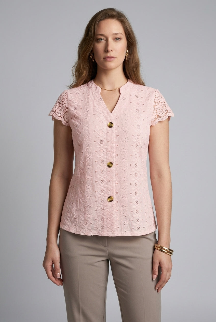 Sylvie | V-Neck Lace Shirt